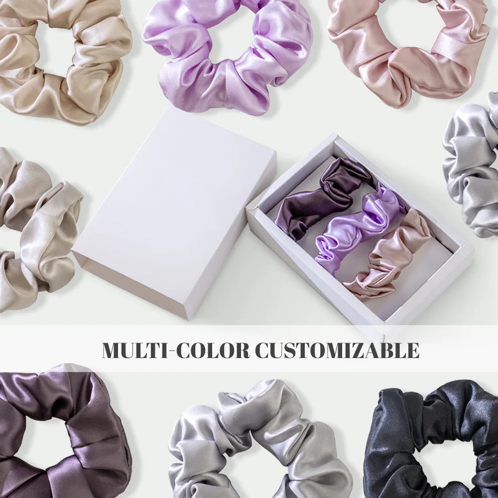 Custom Silk Scrunchies with Logo | Bulk MOQ 2 Pcs