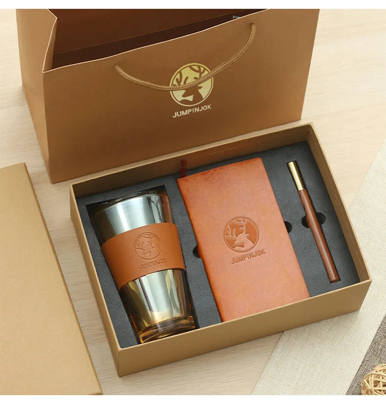 Custom Leather Notebook Gift Set with Logo | MOQ 500
