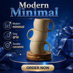 Nordic Ceramic Latte Cup with Wood Tray | 200-240ml | 48 MOQ