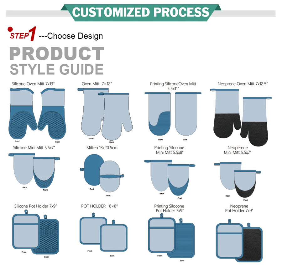 Printed Oven Mitts | Cotton Silicone Heat Resistant Gloves