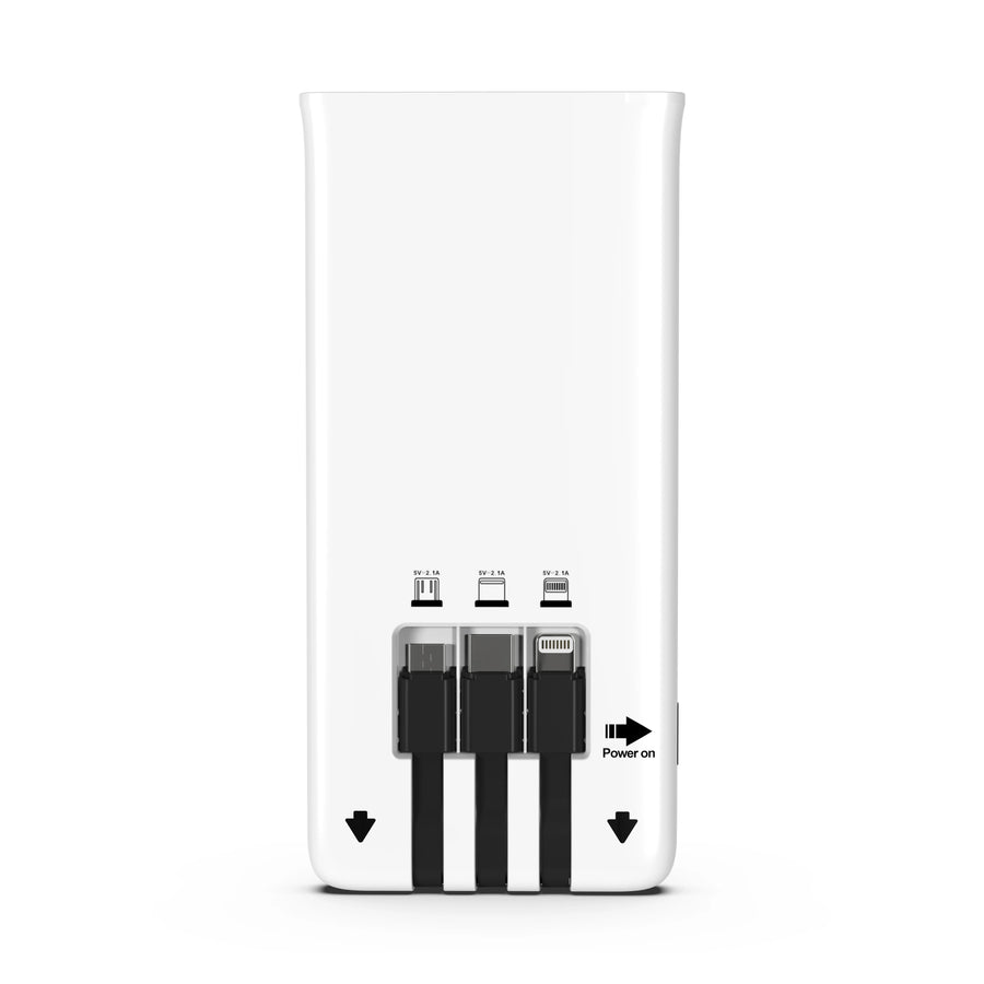 Portable 5000mAh Shared Power Bank with Built-In Cables for Phone Charging