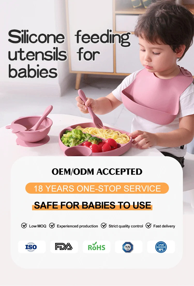 BPA-Free Silicone Feeding Set | MOQ 20 | 7-Day Lead