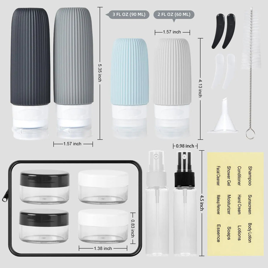 Eco-Friendly Travel Bottle Set — 16-Piece, TSA Approved, 7-Day Lead