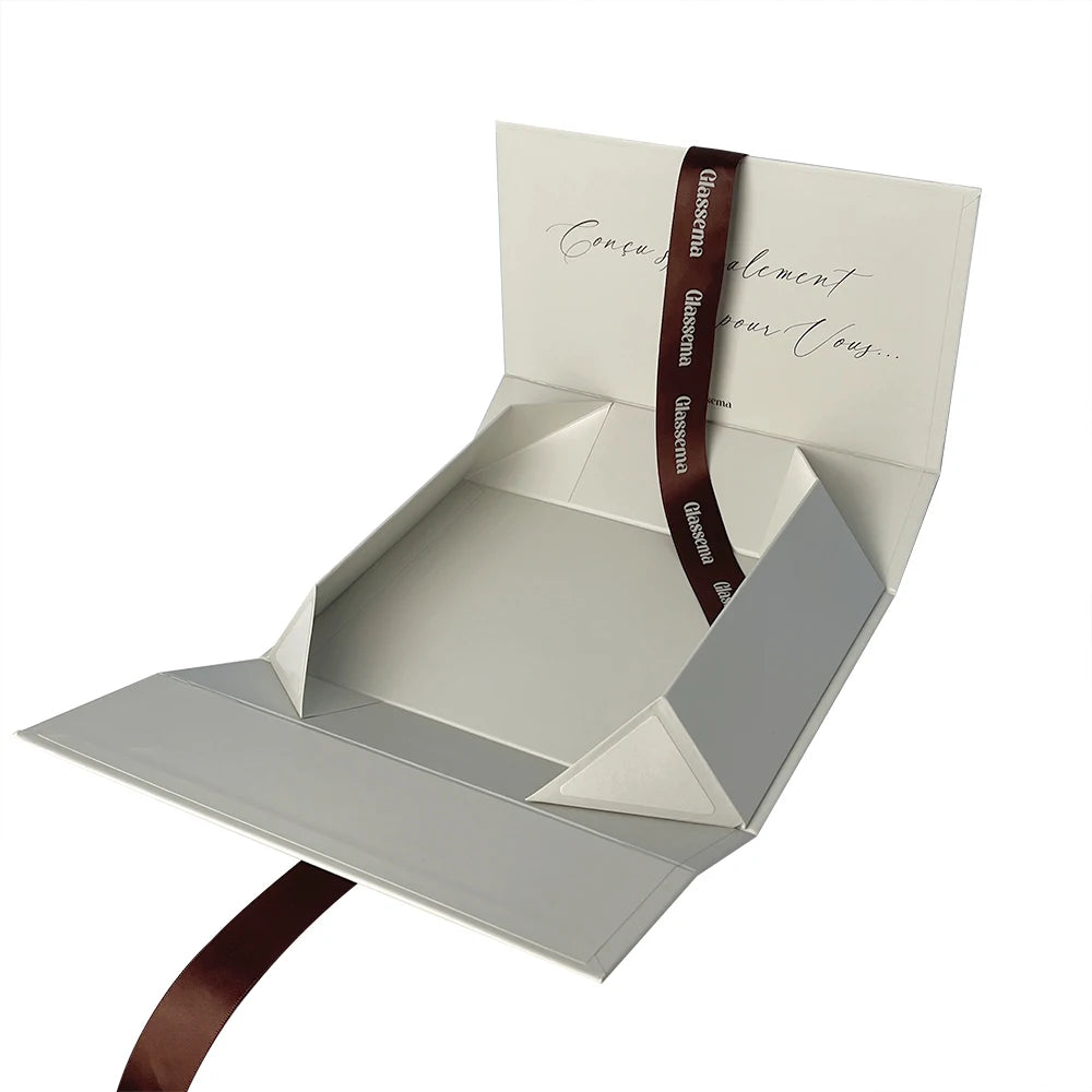 Custom Magnetic Closure Gift Box with Ribbon | Foldable, SA8000, 500 MOQ, Gold Foil
