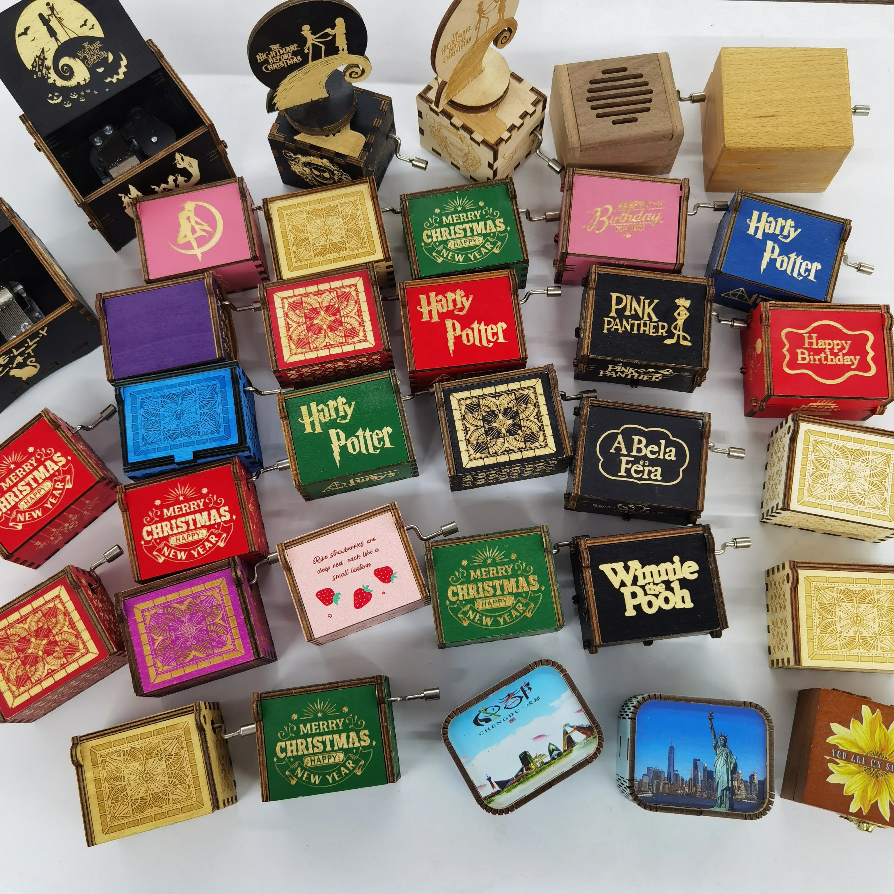Custom Wooden Music Box | Hand Crank Children's Gift | Bulk Holiday Gifts