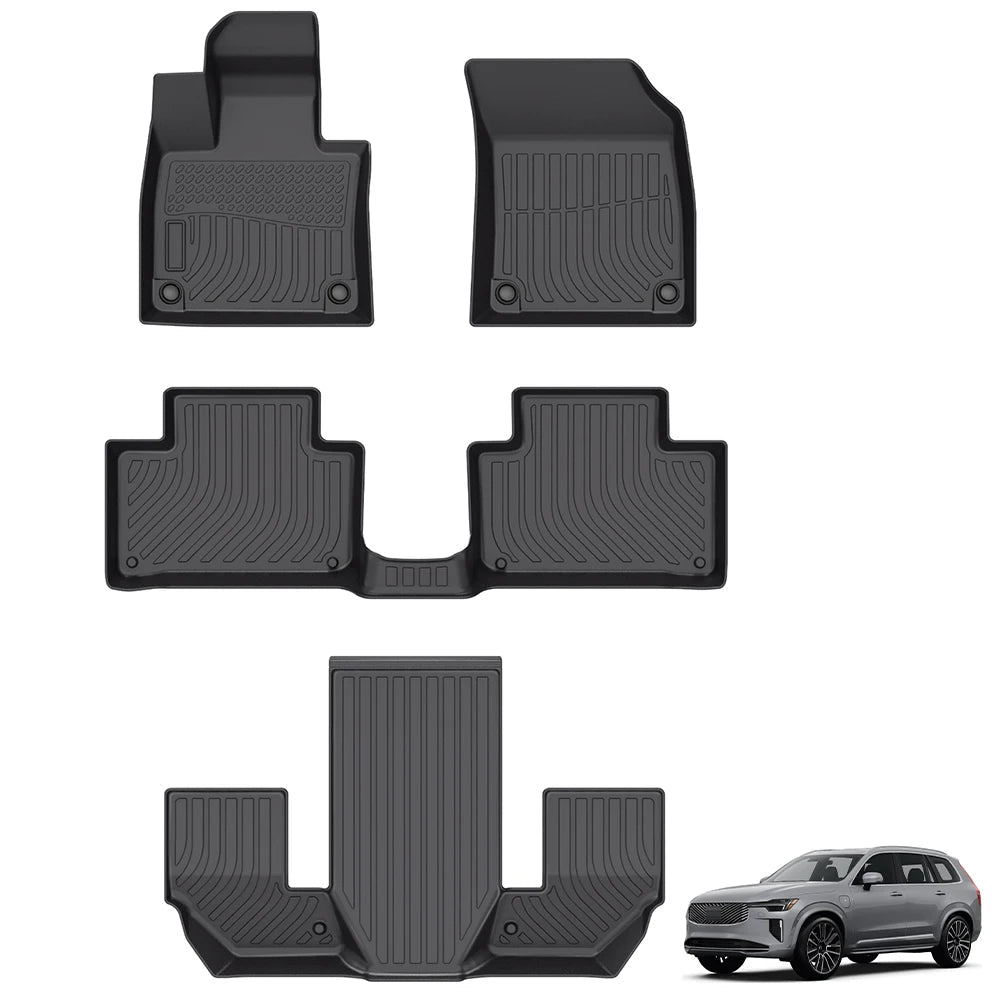 Custom TPE Floor Mats and Cargo Liner Set for Volvo XC90 PHEV 6-Seater 2025-2026