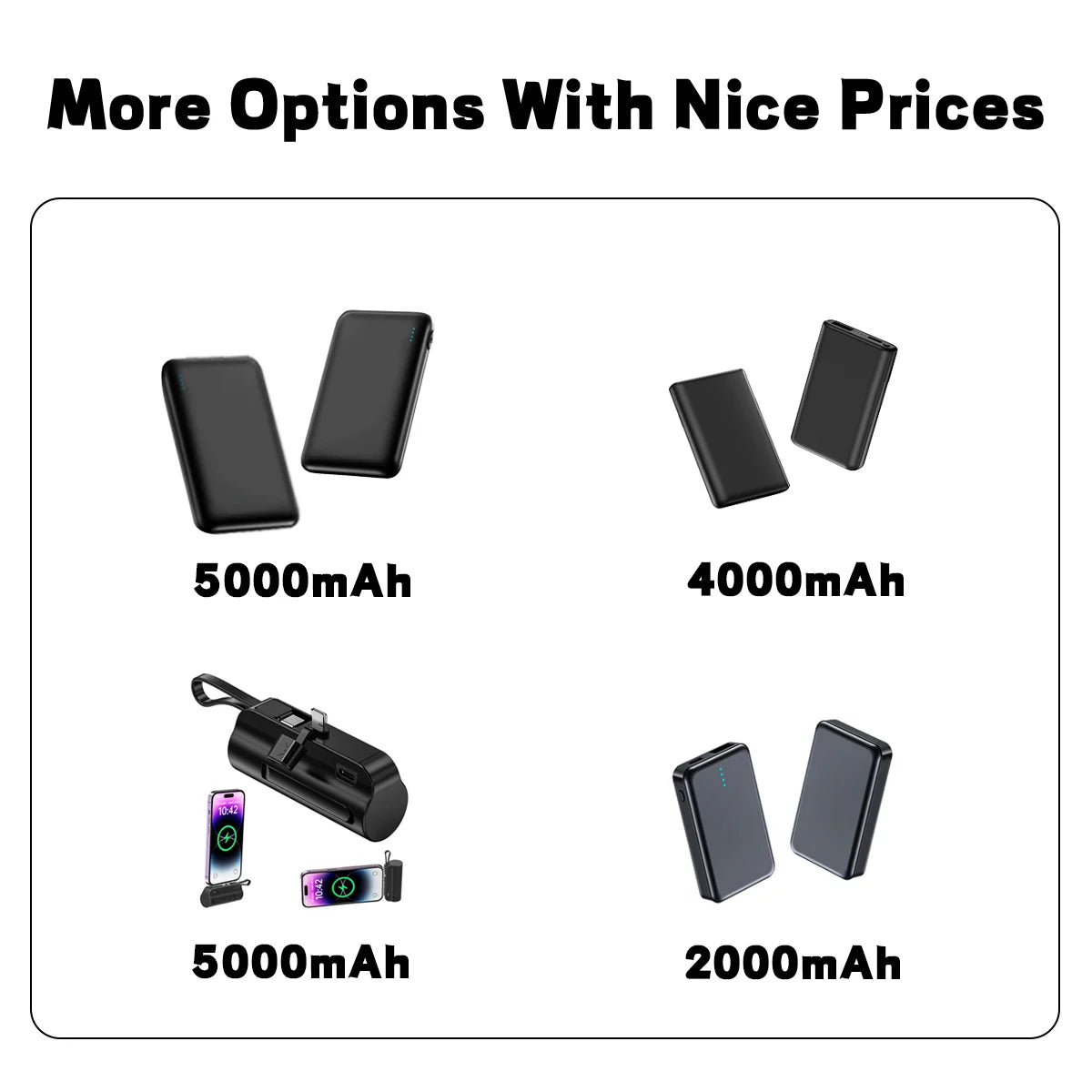 Custom Mini Power Bank 2000mAh 4000mAh | Keychain Portable Charger with Cable