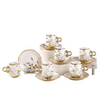 Gold Rimmed Arabic Coffee Cup Set 6pcs | 200 Logo MOQ | EU Certified
