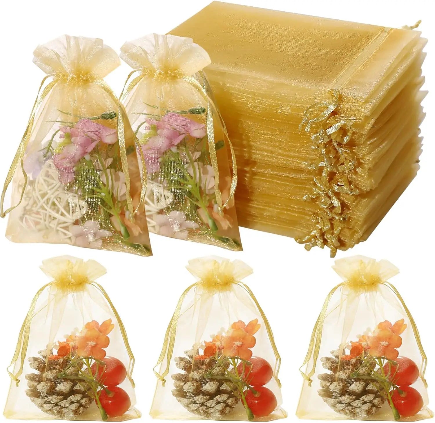 Transparent Organza Pouches Wholesale | 0.001kg Gift Bags Jewelry Packaging