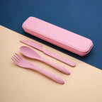 Custom Wheat Straw Travel Utensil Set with Case for Office Lunch, School Meals & Everyday Carry