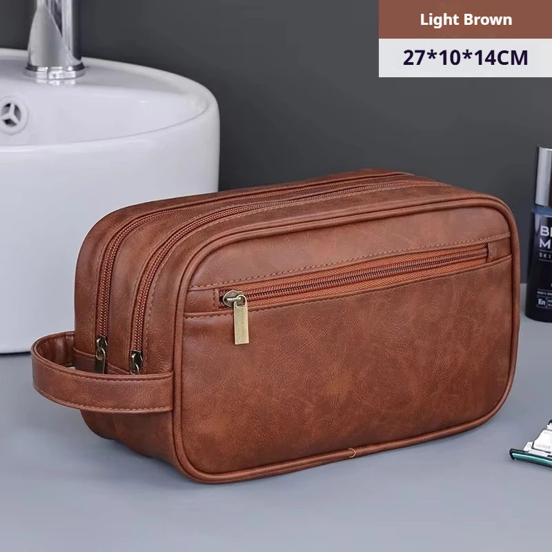 Custom PU Leather Dopp Kit Bag with Logo for Men | Bulk Corporate Travel Toiletry Bags