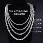 Moissanite Tennis Chain 925 Silver | Custom Logo, MOQ 1