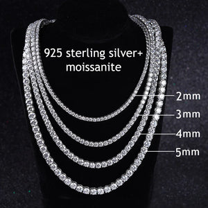 Moissanite Tennis Chain 925 Silver | Custom Logo, MOQ 1