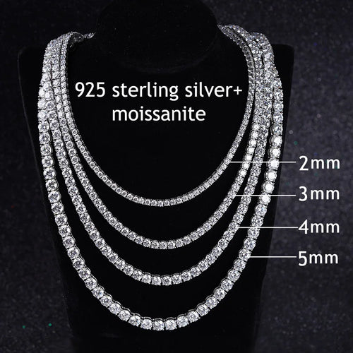 Moissanite Tennis Chain 925 Silver | Custom Logo, MOQ 1