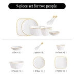 Nordic Ceramic Dinnerware Set | Gold Rim Tableware