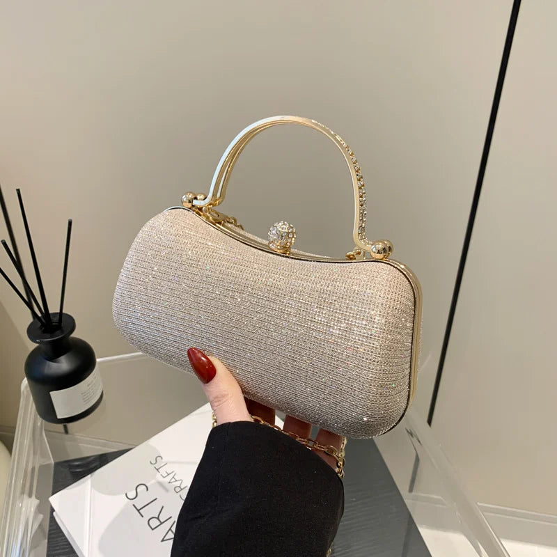 Custom Crystal Clutch Bags – PU Evening Bag with Crystal Handle