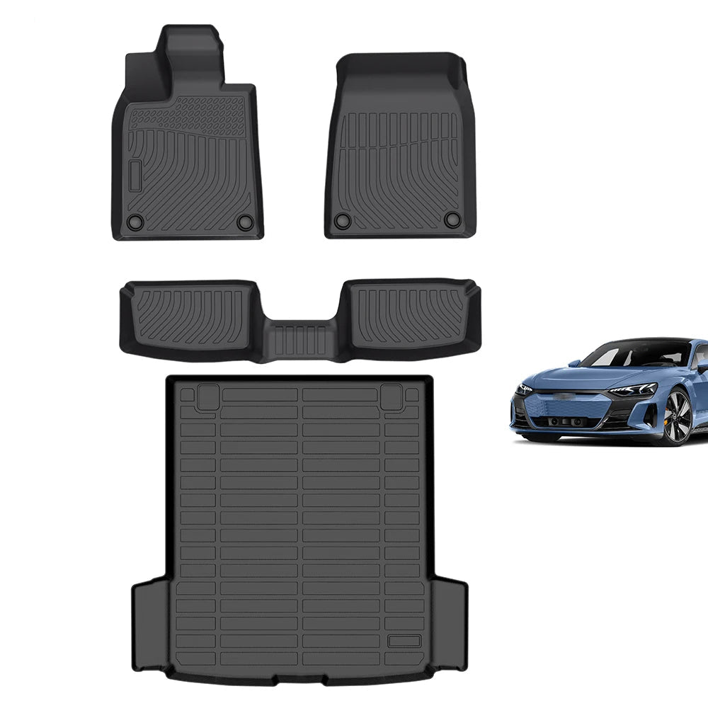 Audi E-Tron GT Custom Fit 3D TPE Floor Mats and Trunk Liner 2022-2025