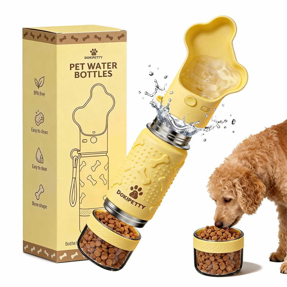 Custom 2-in-1 Dog Water Bottle | 14oz/18oz | BPA-Free Stainless Steel