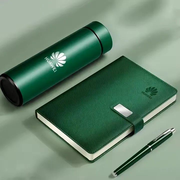 Custom Corporate Gift Set with Logo | Water Bottle Pen Notebook | 10 MOQ