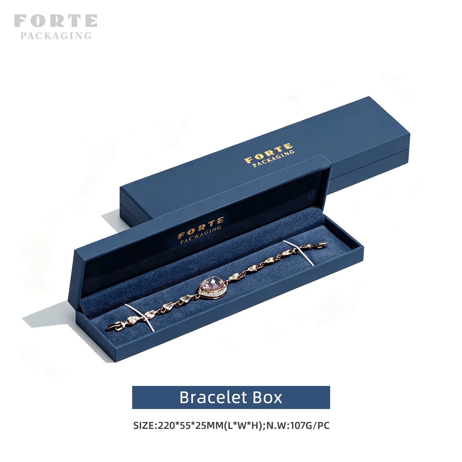 Custom PU Leather Jewelry Box with Embossing | Navy Blue | 31-Day Lead Time