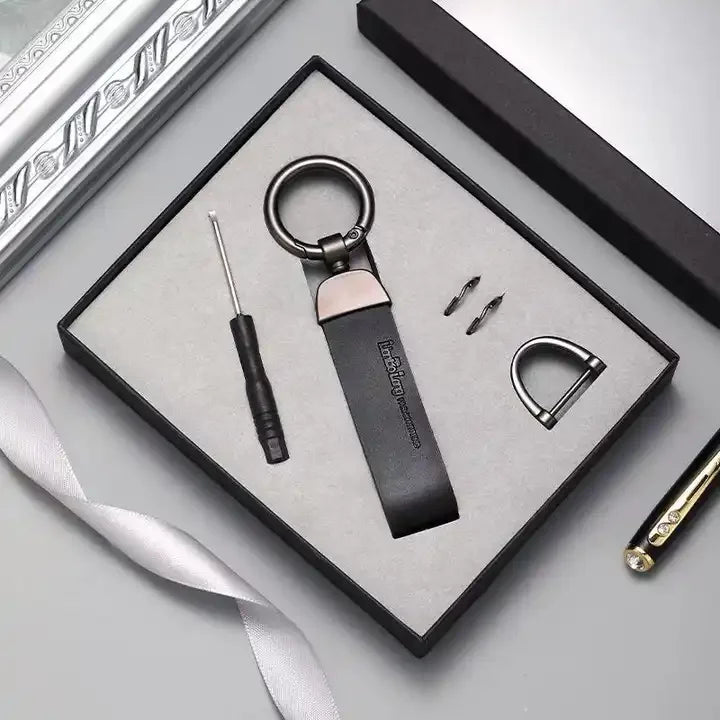 Custom Leather Keychain 50 Pcs | Corporate Gift Hot Stamping & UV Printing
