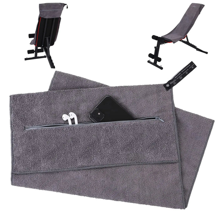 Custom Microfiber Gym Bench Towel with Zipper Pocket for Training, Studio Use & Wellness Programs