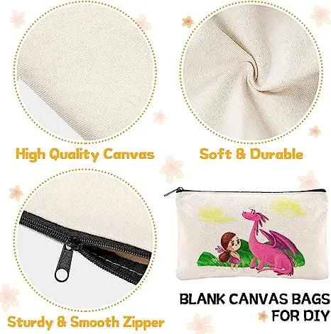 Custom Cotton Canvas Pencil Pouch | Cosmetic Bag | 200 MOQ