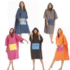 Custom Logo Microfiber Suede Beach Poncho Towel | Quick-Dry Hooded Robe | Low MOQ 200 Units