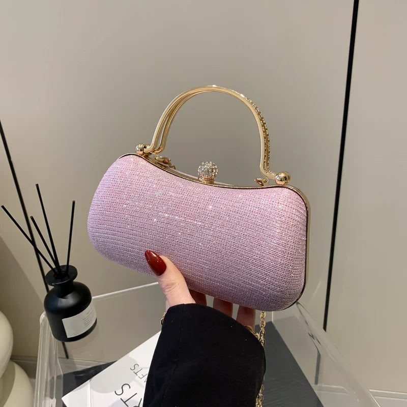 Custom Crystal Clutch Bags – PU Evening Bag with Crystal Handle