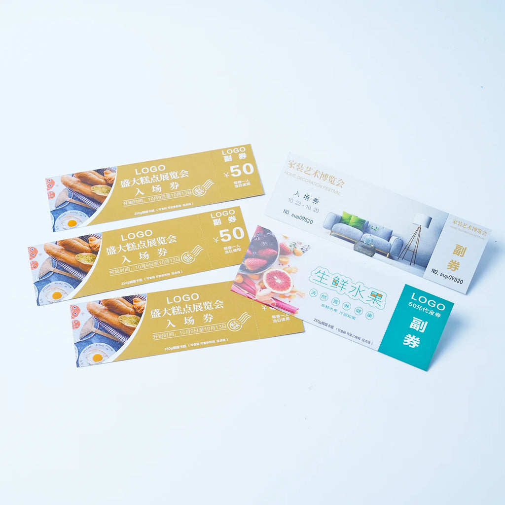 Custom Printed Tickets 10 MOQ | 1440DPI Boarding Pass Event Ticketing