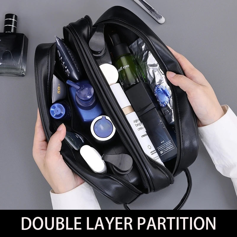 Custom PU Leather Dopp Kit Bag with Logo for Men | Bulk Corporate Travel Toiletry Bags