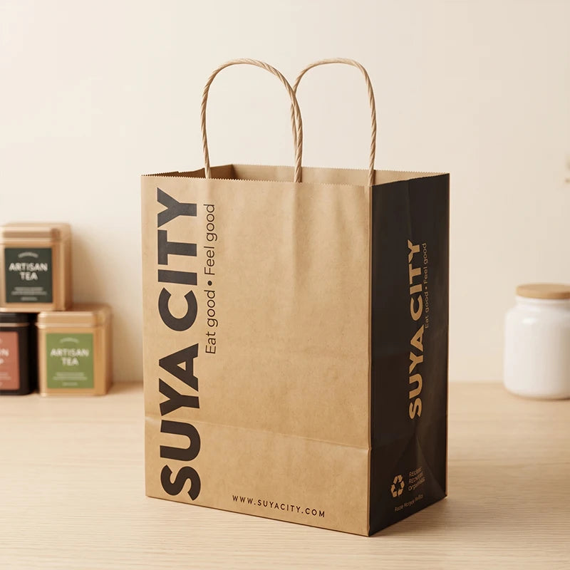 Kraft Paper Bags — Leakproof Bottom, 10,000 Pcs MOQ, Recyclable