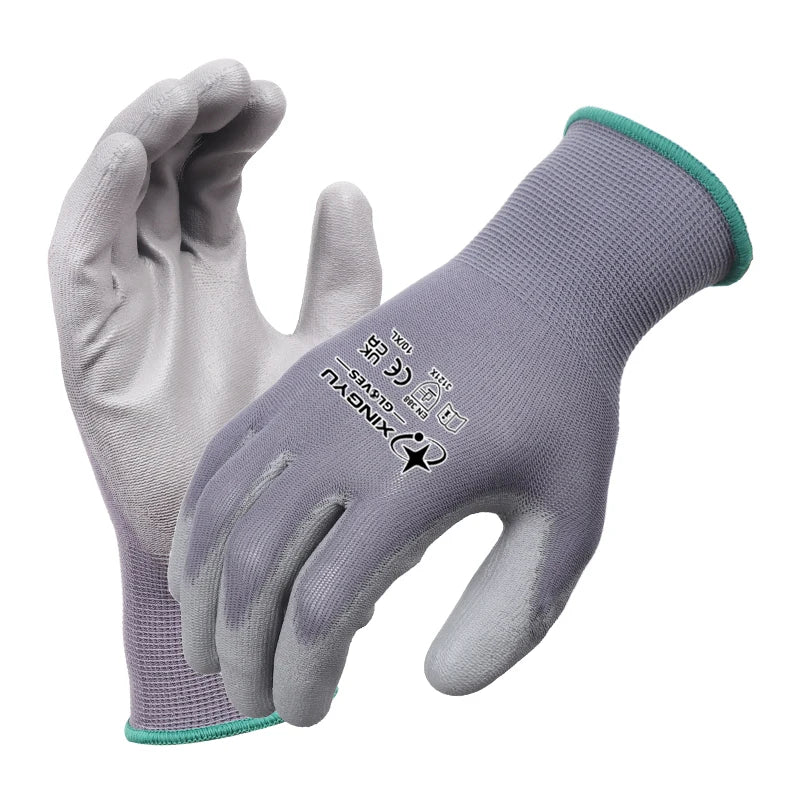 13G PU Polyester Work Gloves for Industrial Safety & Daily Tasks