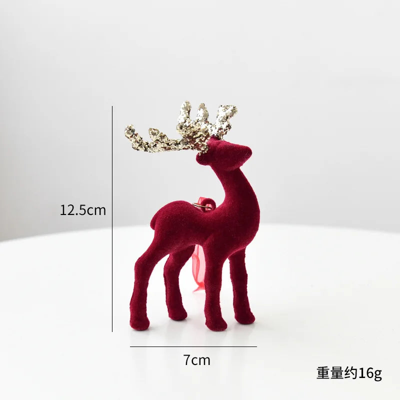 Flocked Reindeer Ornaments with Glitter Antlers Wholesale | MOQ 5
