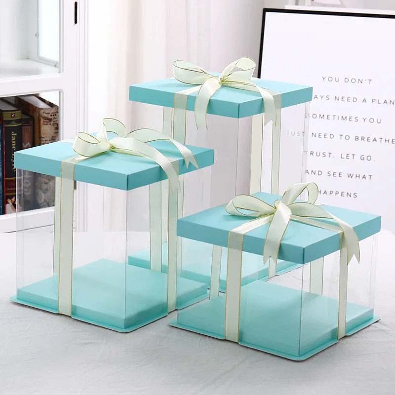 Transparent PET Cake Box | Tall Clear Display Box | Wholesale Bakery Packaging