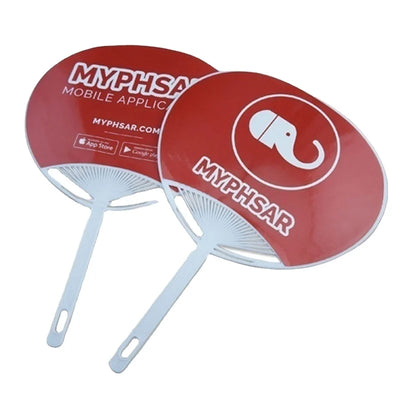 Custom PP Plastic Hand Fans 100 MOQ | Double Side Printing Promotional Gifts
