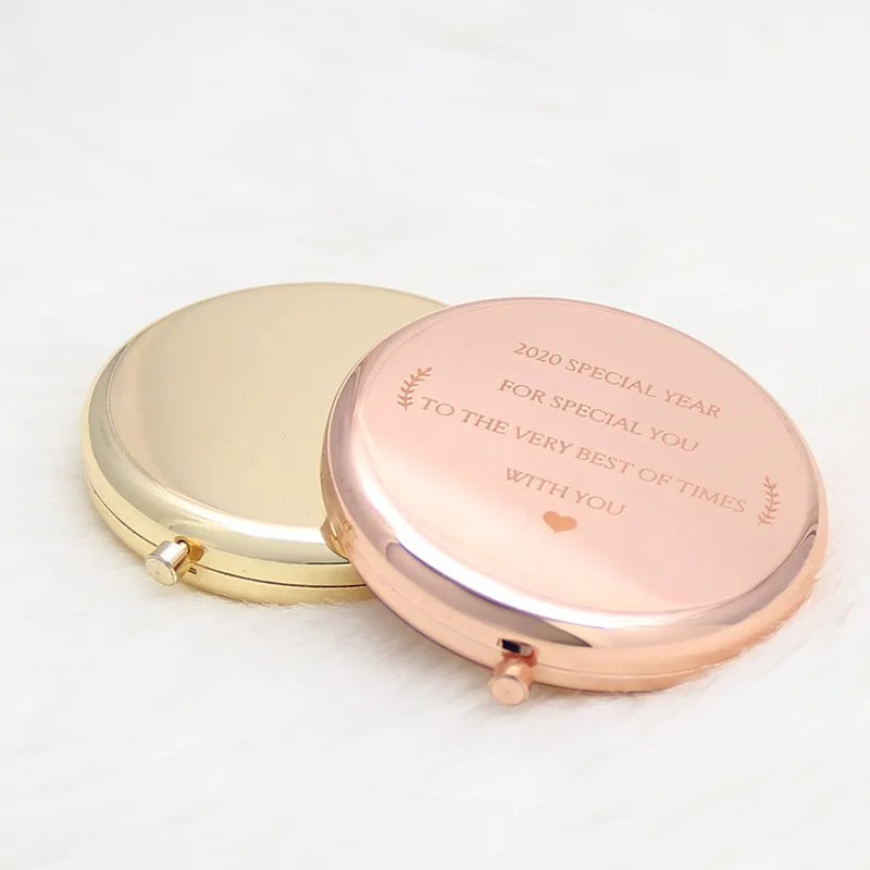 Personalized Pocket Mirrors with Name | Rose Gold | MOQ 100 pcs