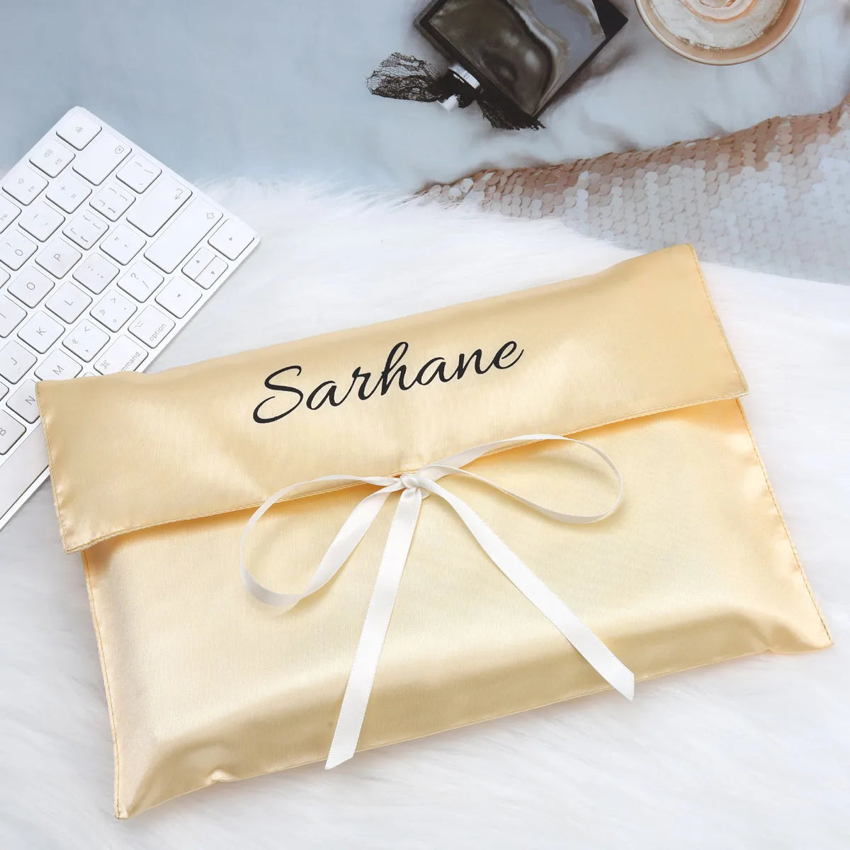 Custom Satin Drawstring Bags with Logo — 120-250 GSM for Cosmetic & Gift Packaging