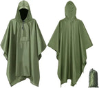 Multifunctional PVC Hooded Rain Poncho Waterproof Raincoat Outdoor Camping Hiking Climbing Recyclable Rain Gear Logo Decoration
