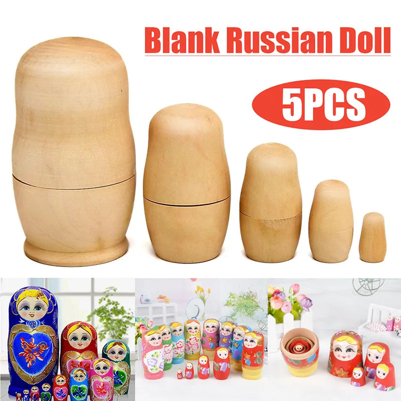 Custom Wooden Nesting Doll Set | 5-Piece Solid Wood Craft | Bulk Wholesale