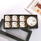 Gold Rimmed Arabic Coffee Cup Set 6pcs | 200 Logo MOQ | EU Certified