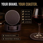 Custom Logo Leather Coasters with Holder | Wholesale OEM