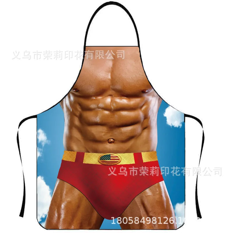 Waterproof Polyester Apron | 3D Printed Cartoon Barbecue Apron