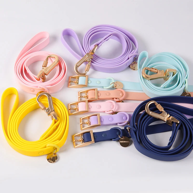 Custom PVC Dog Collar Leash with Logo | MOQ 5 Stock