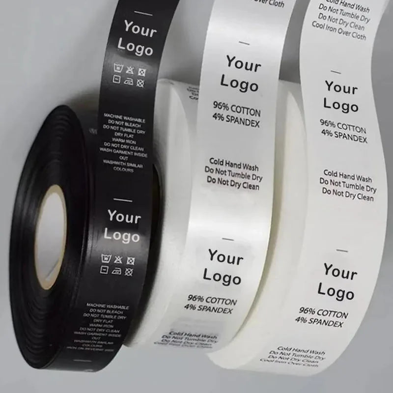 Custom Laser Cut Care Labels | Polyester, No Fraying | 100 Pcs MOQ | Apparel Branding