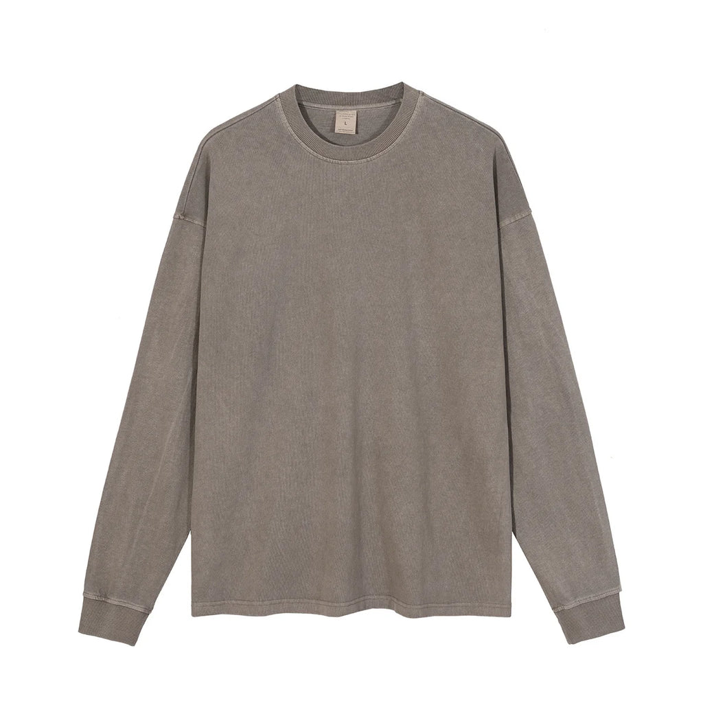 Oversized 310g Acid Washed Cotton Long Sleeve T-Shirt | Custom Printing | Vintage