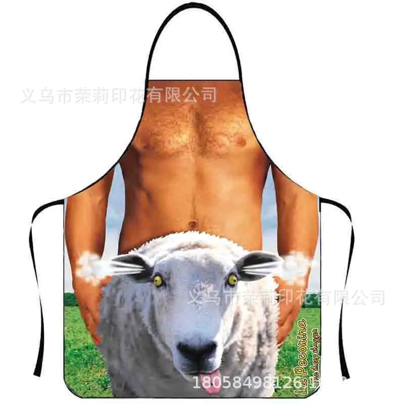 Waterproof Polyester Apron | 3D Printed Cartoon Barbecue Apron