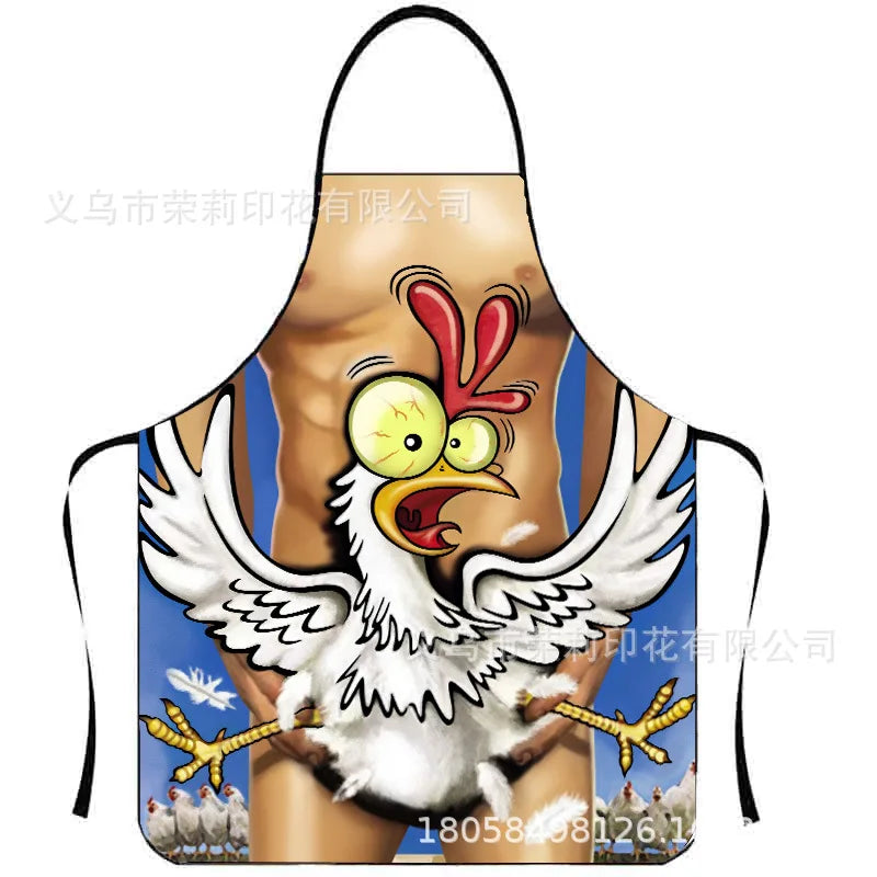 Waterproof Polyester Apron | 3D Printed Cartoon Barbecue Apron