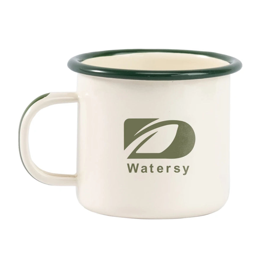 Custom Logo Enamel Mugs | 50 pcs MOQ | LFGB Certified Drinkware