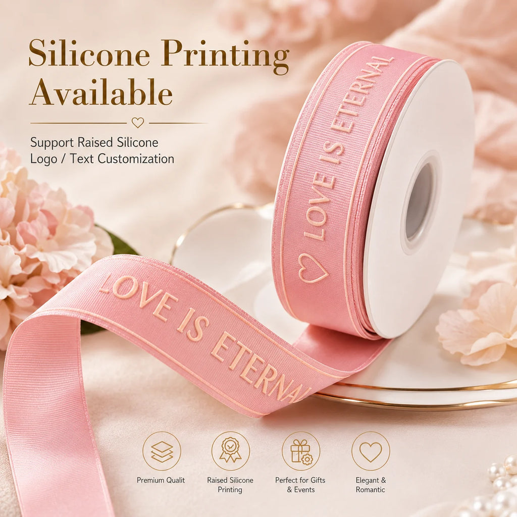 Custom 3D Embossed Recycled Polyester Ribbon | OEKO-TEX, GRS, 100 MOQ, 196 Colors